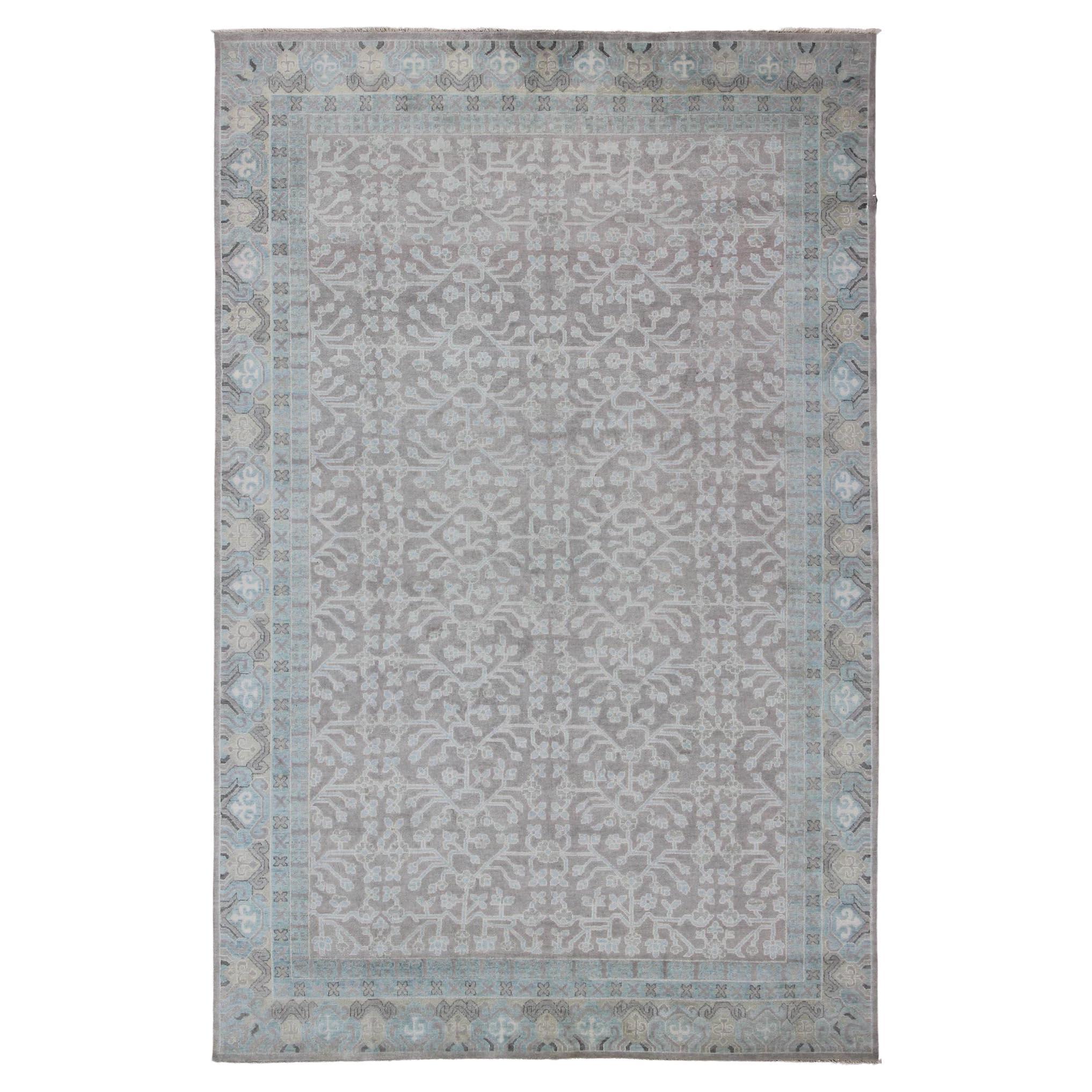 Keivan Woven Arts Hand-Knotted Khotan Rug in with All-Over Sub-Geometric Design  For Sale