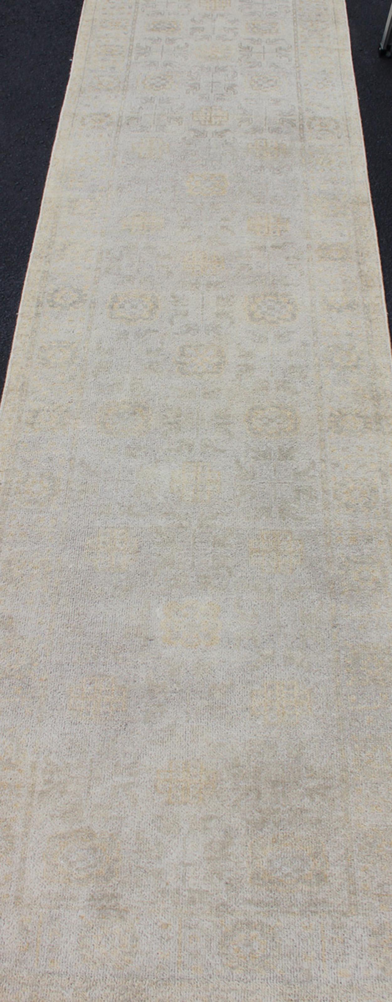 Modern Hand-Knotted Khotan Runner in Wool by Keivan Woven Arts For Sale 1