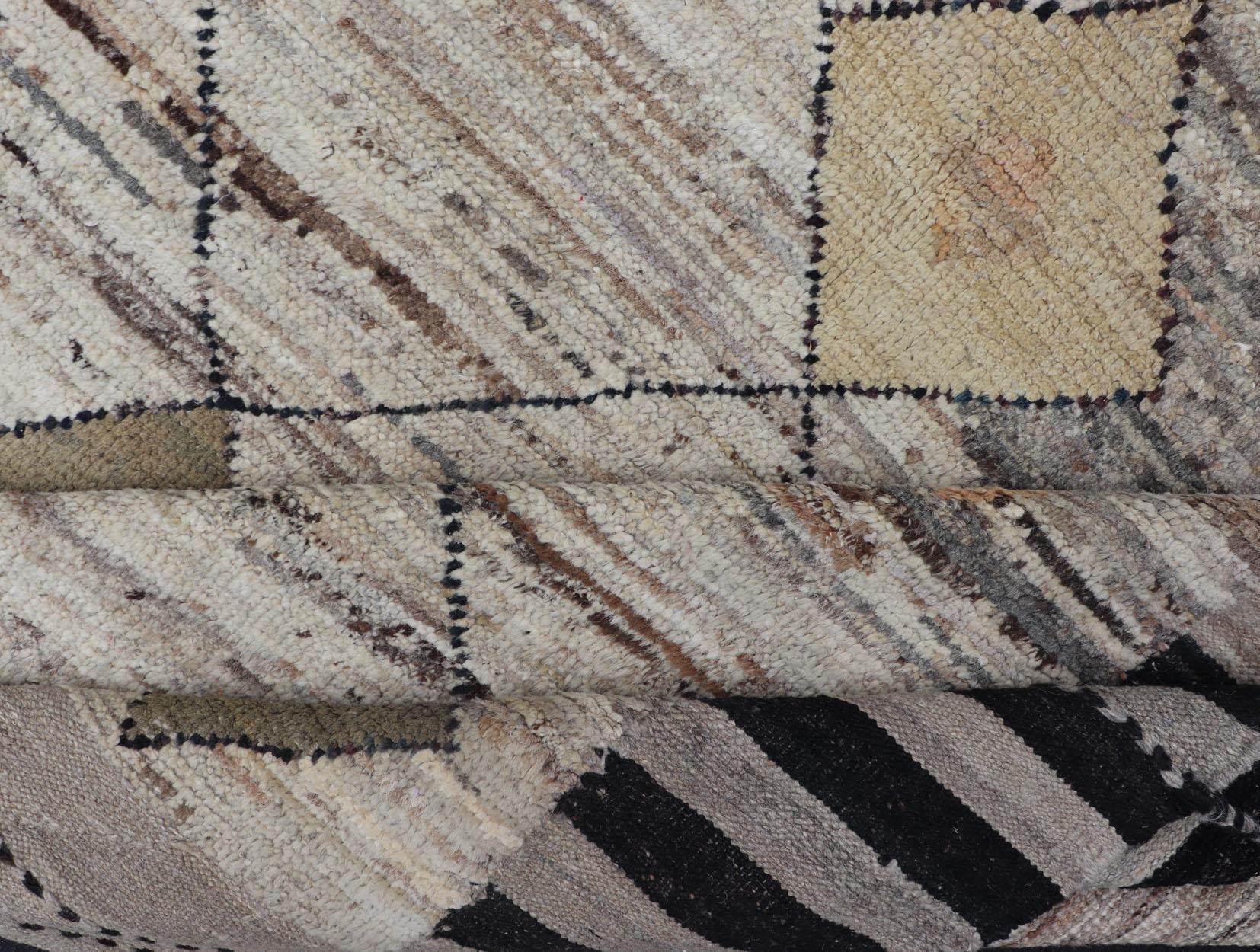 Modern Hand Knotted Moroccan Diamond Pattern in with Tribal Motifs For Sale 8