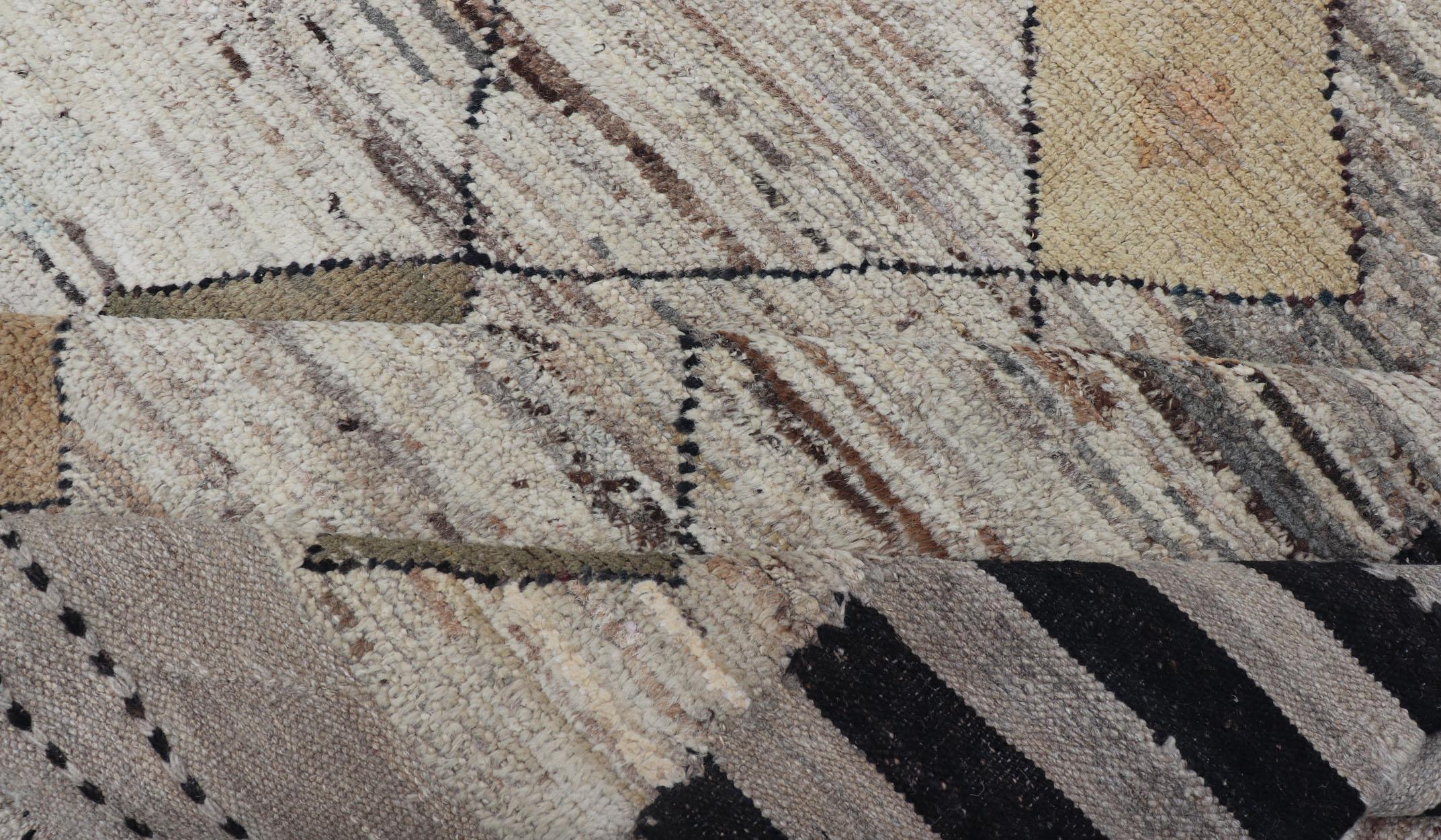 Modern Hand Knotted Moroccan Diamond Pattern in with Tribal Motifs For Sale 9