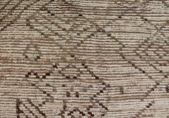 Modern Hand-Knotted Moroccan Wool Rug with Diamond Design