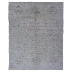 Modern Hand-Knotted Muted Tribal Rug in Wool with Sub-Geometric Design