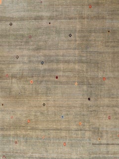 Tribal Orley Shabahang Gabbeh Rug, Taupe, Blue, Red Wool, 11' x 12'