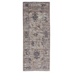 Tapis de couloir moderne noué à la main Oushak en laine avec motif sous-géométrique