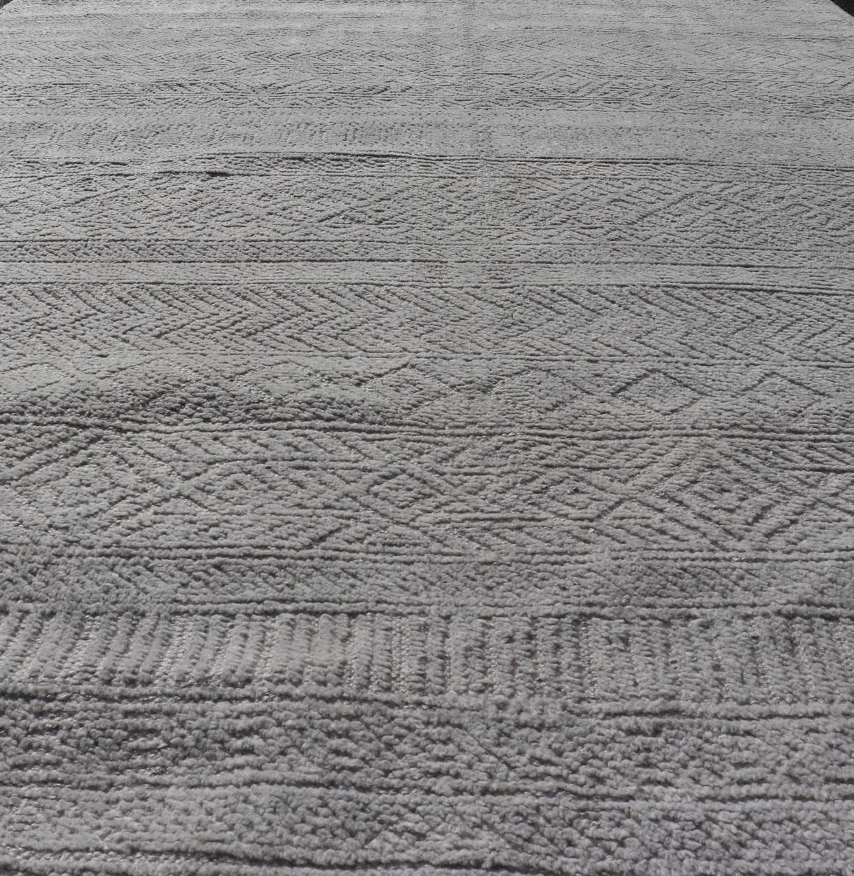 Tappeto Oushak moderno annodato a mano in lana con disegni sub-geometrici in crema 6'X 9' in vendita 4