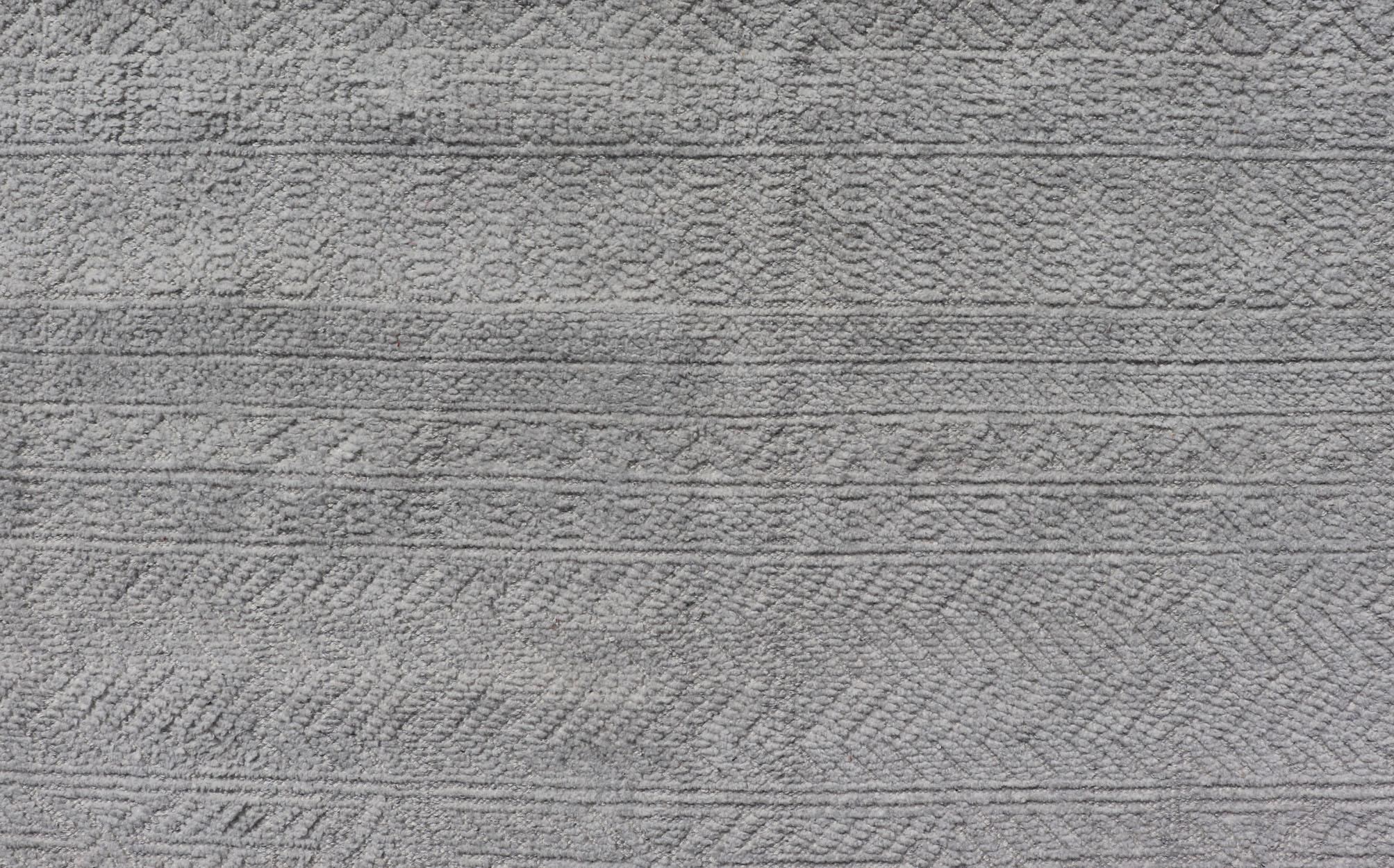 Moderno Tappeto Oushak moderno annodato a mano in lana con disegni sub-geometrici in crema 6'X 9' in vendita