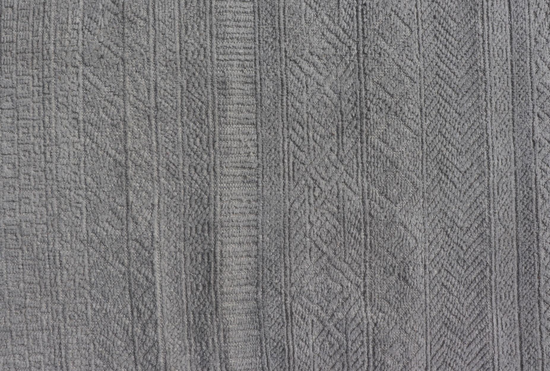 Indiano Tappeto Oushak moderno annodato a mano in lana con disegni sub-geometrici in crema 6'X 9' in vendita