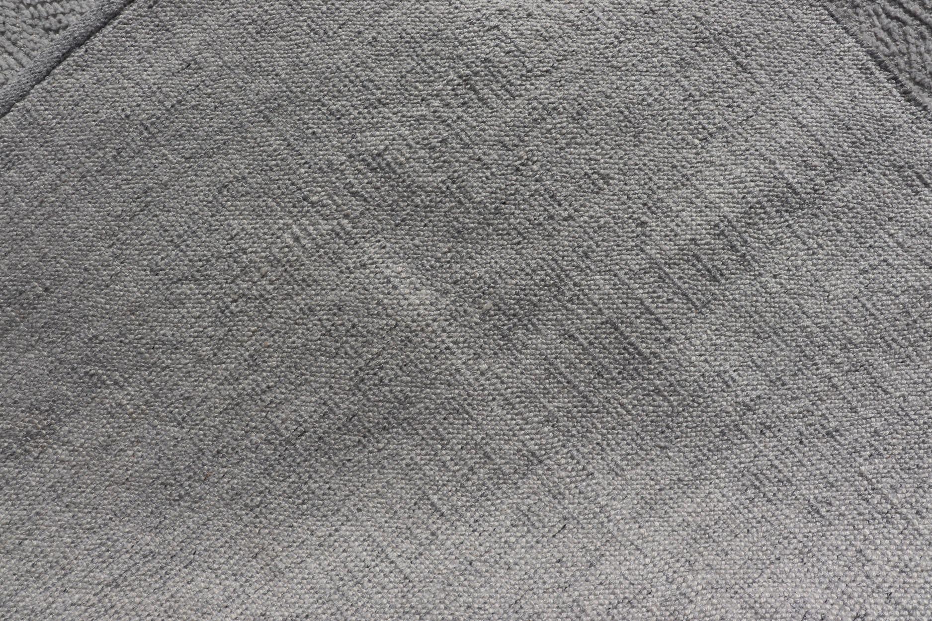 Tappeto Oushak moderno annodato a mano in lana con disegni sub-geometrici in crema 6'X 9' in vendita 1