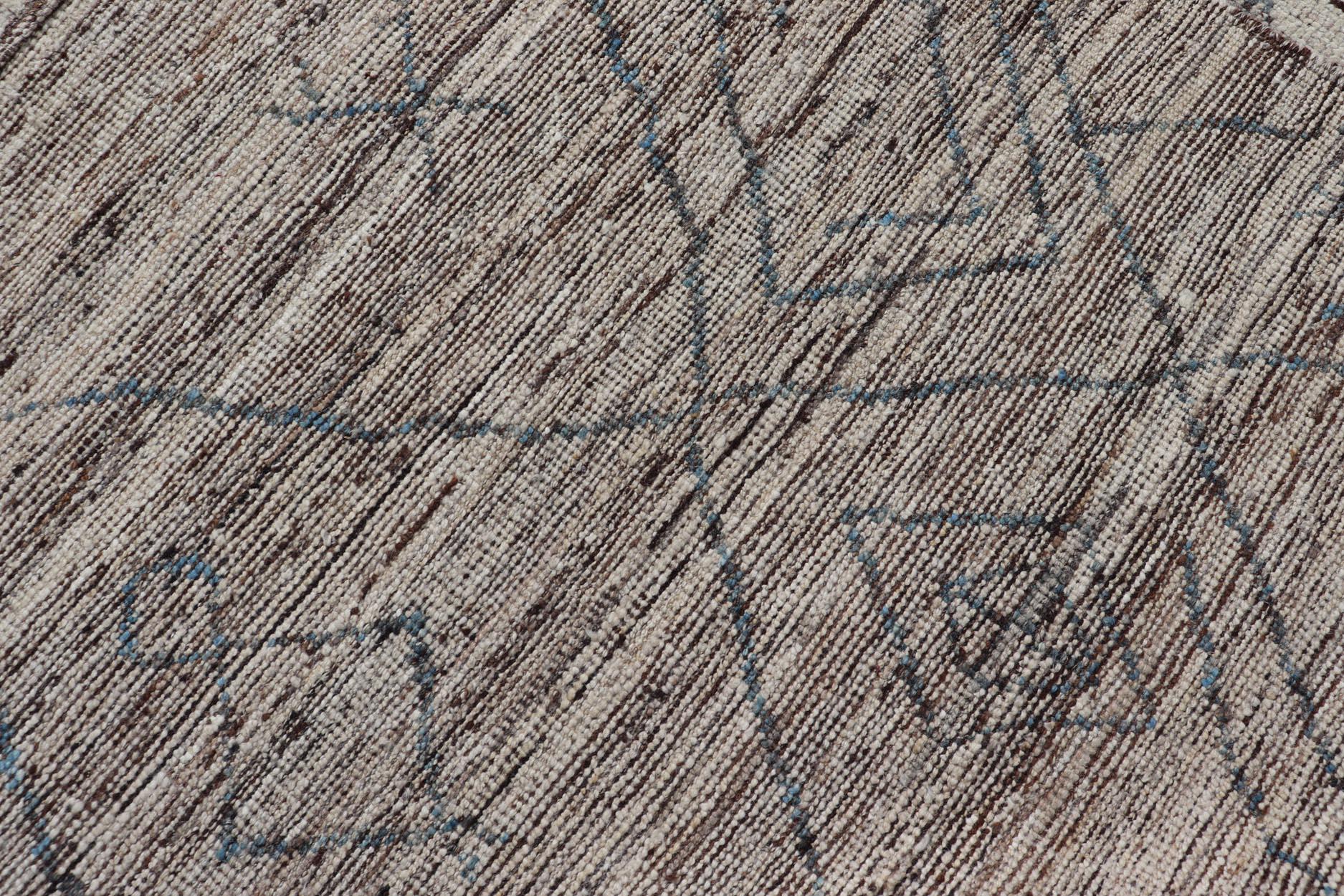Alfombra moderna de lana anudada a mano con diseño tribal subgeométrico integral en venta 4