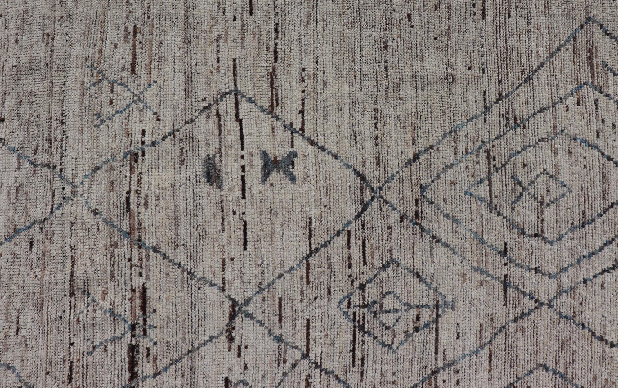 Alfombra moderna de lana anudada a mano con diseño tribal subgeométrico integral Afgano en venta