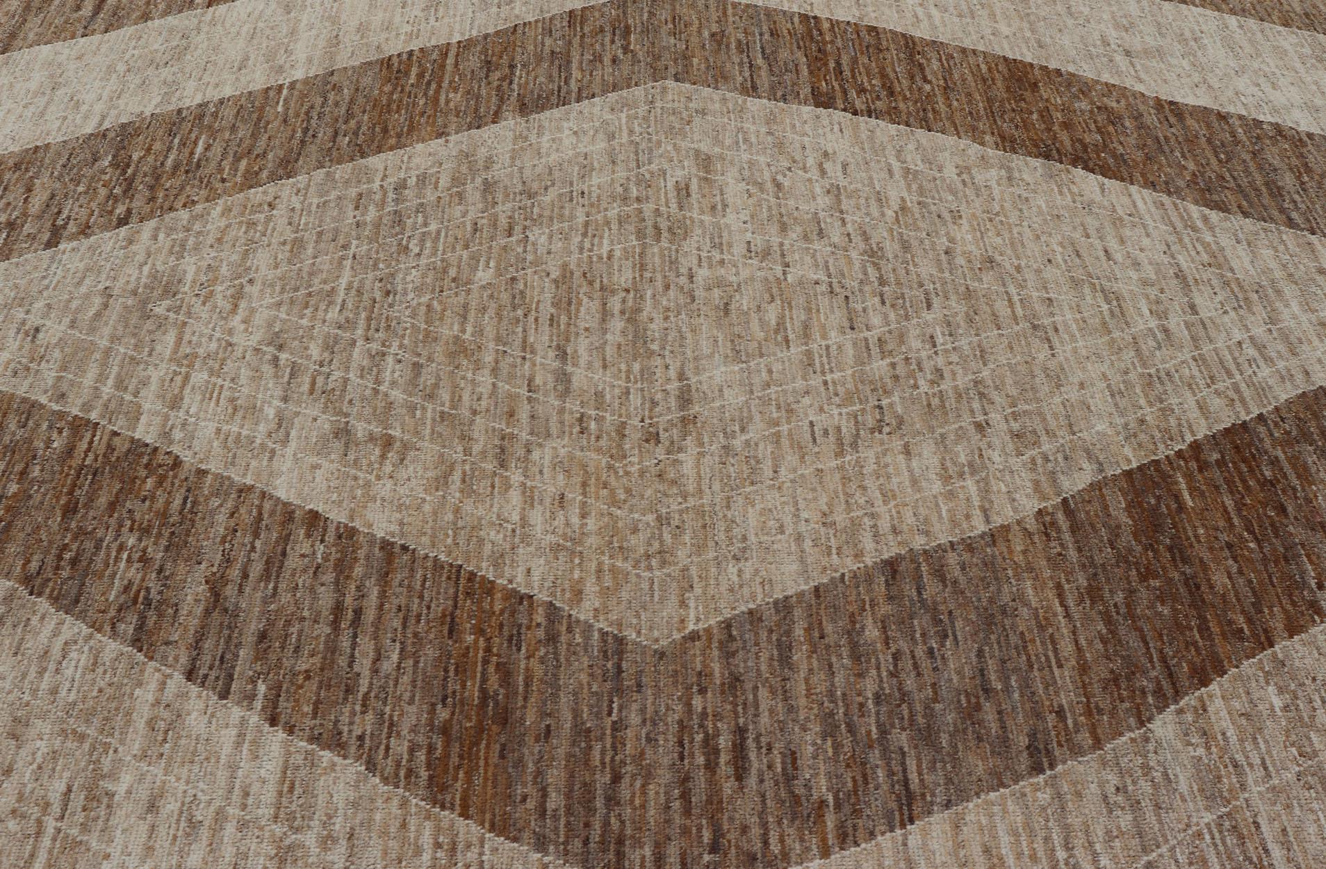Moderner handgeknüpfter Teppich aus Wolle mit modernem Design von Keivan Woven Arts  im Angebot 6