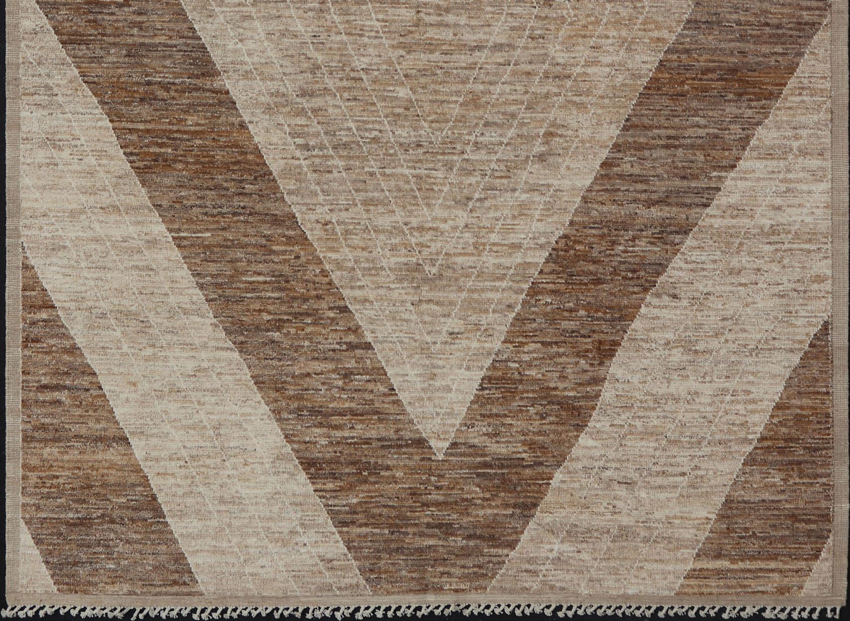 Moderner handgeknüpfter Teppich aus Wolle mit modernem Design von Keivan Woven Arts  (Handgeknüpft) im Angebot