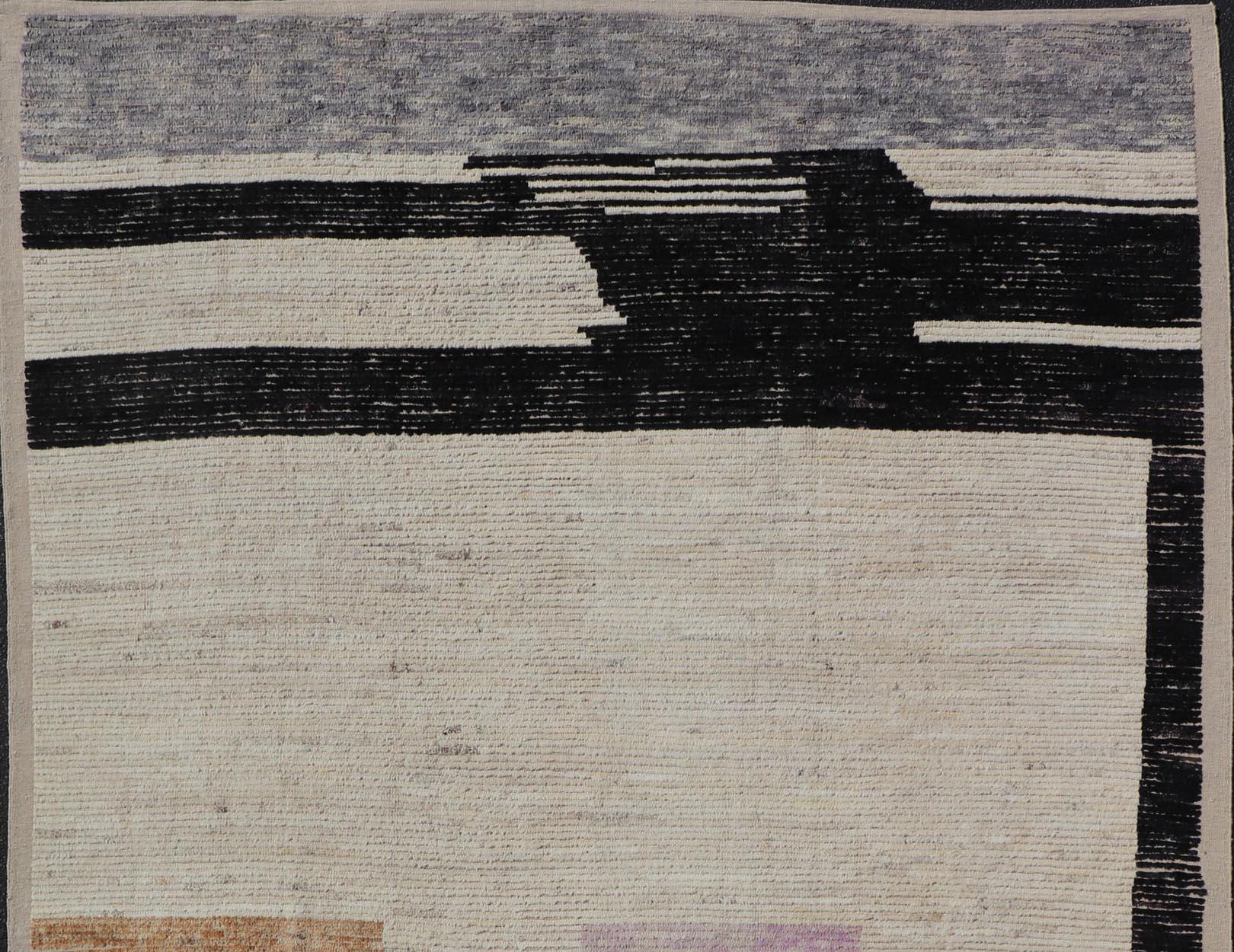 The Moderns Rugs noué à la main en laine avec un design abstrait Sub-Geometric en Multicolor en vente 1