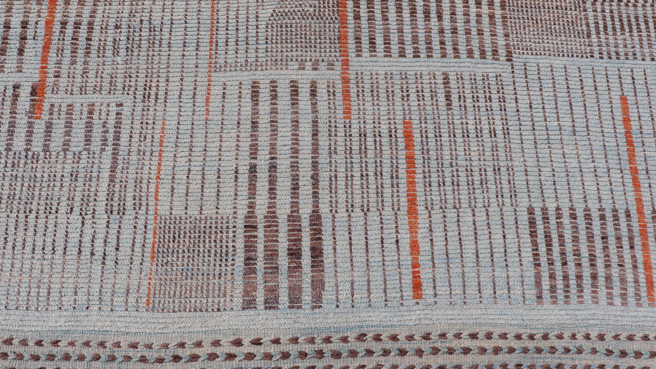 Tappeto moderno annodato a mano in lana con design moderno sub-geometrico in multicolore in vendita 2