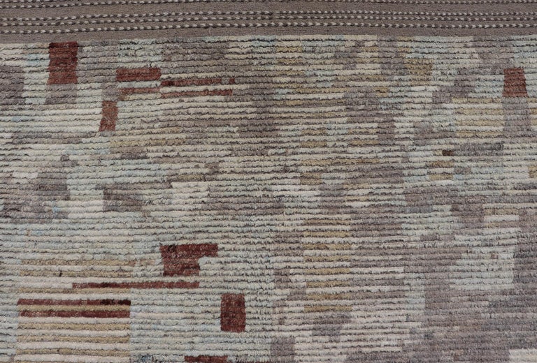 Modern Hand-Knotted Rug in Wool with Sub-Geometric Modern Design in ...