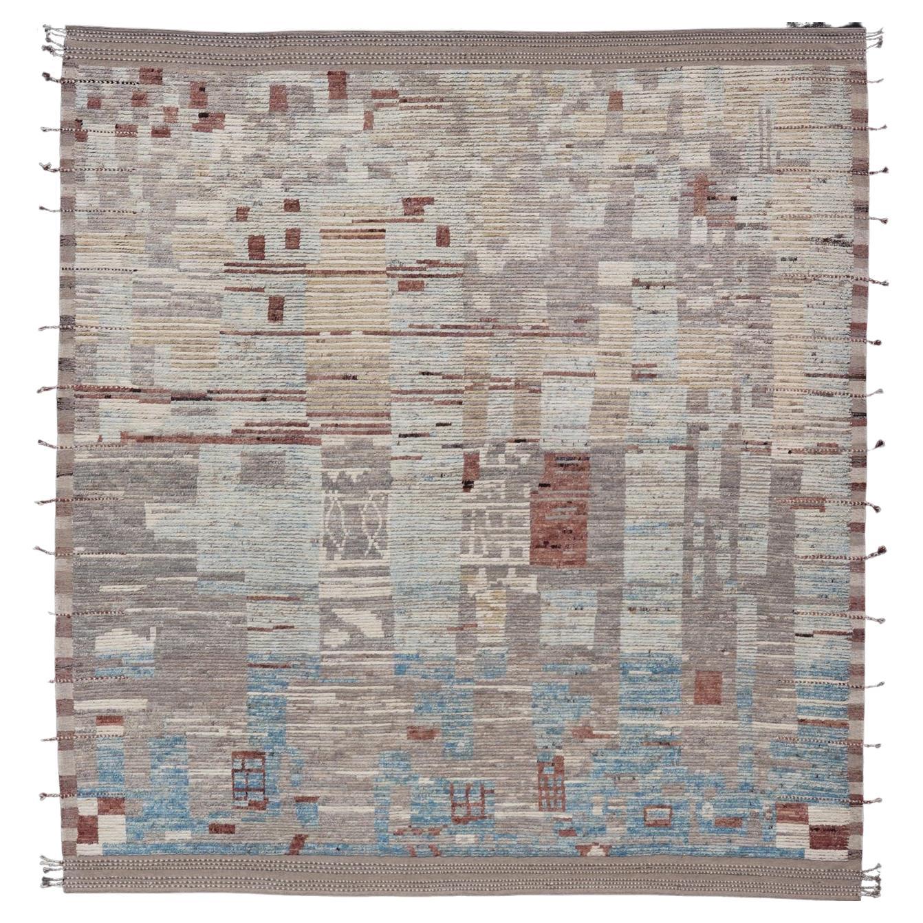Moderner Teppich aus Wolle mit modernem Design in Multicolor von Keivan Woven Arts