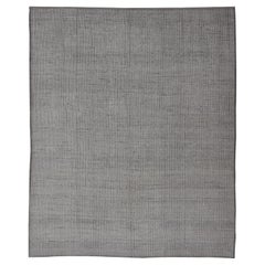 Modern Hand-Knotted Rug with All-Over Geometric High-Low Design in Neutral Tones