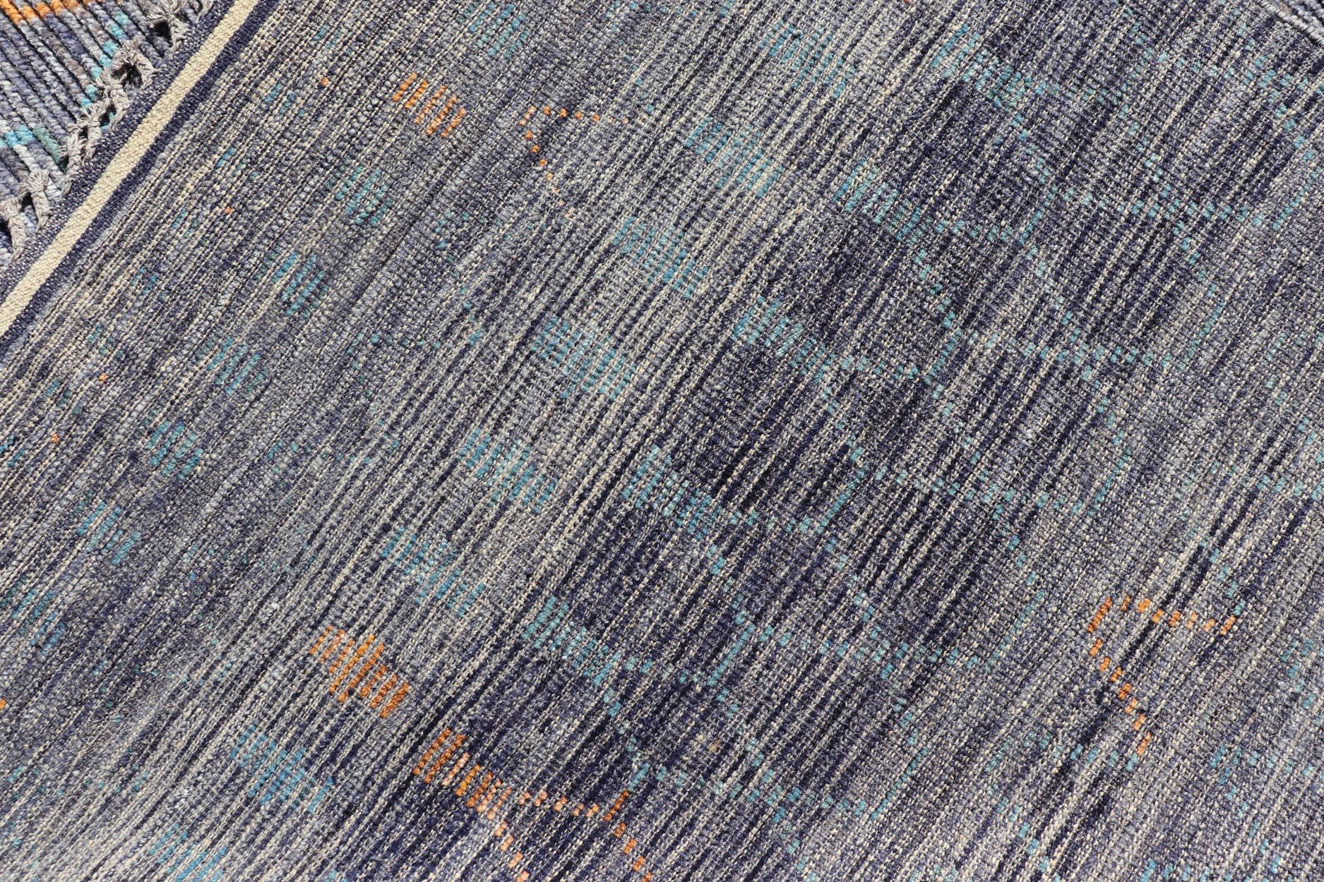 Tappeto moderno annodato a mano con design geometrico marocchino all-over con colore in vendita 6