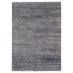 Modern Hand-Knotted Rug with All-Over Geometric Moroccan Design With Color