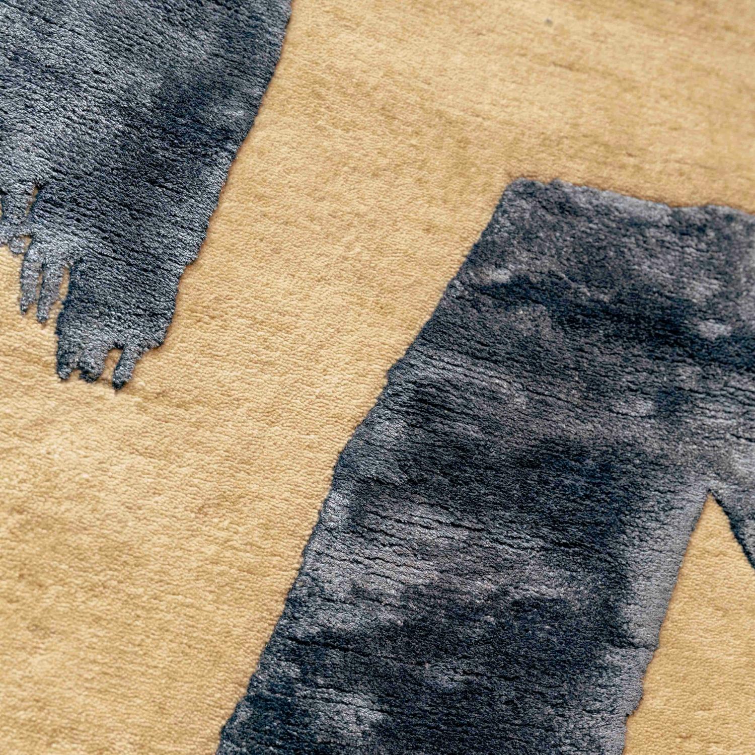 Contemporary Modern Hand-Knotted Silk and Wool Rug by Dinodo Studio 240x170 For Sale