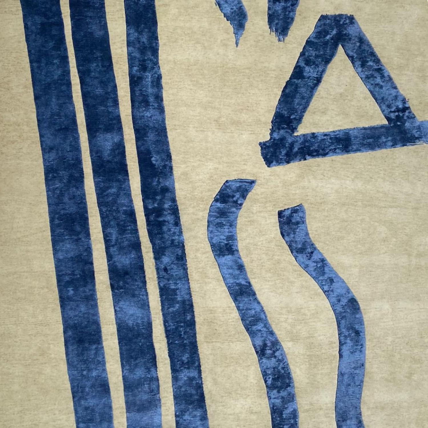 Modern Hand-Knotted Silk and Wool Rug by Dinodo Studio 240x170 For Sale 1