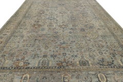 Alfombra moderna anudada a mano de estilo Tabriz Lana desteñida de inspiración vintage en tonos terrosos