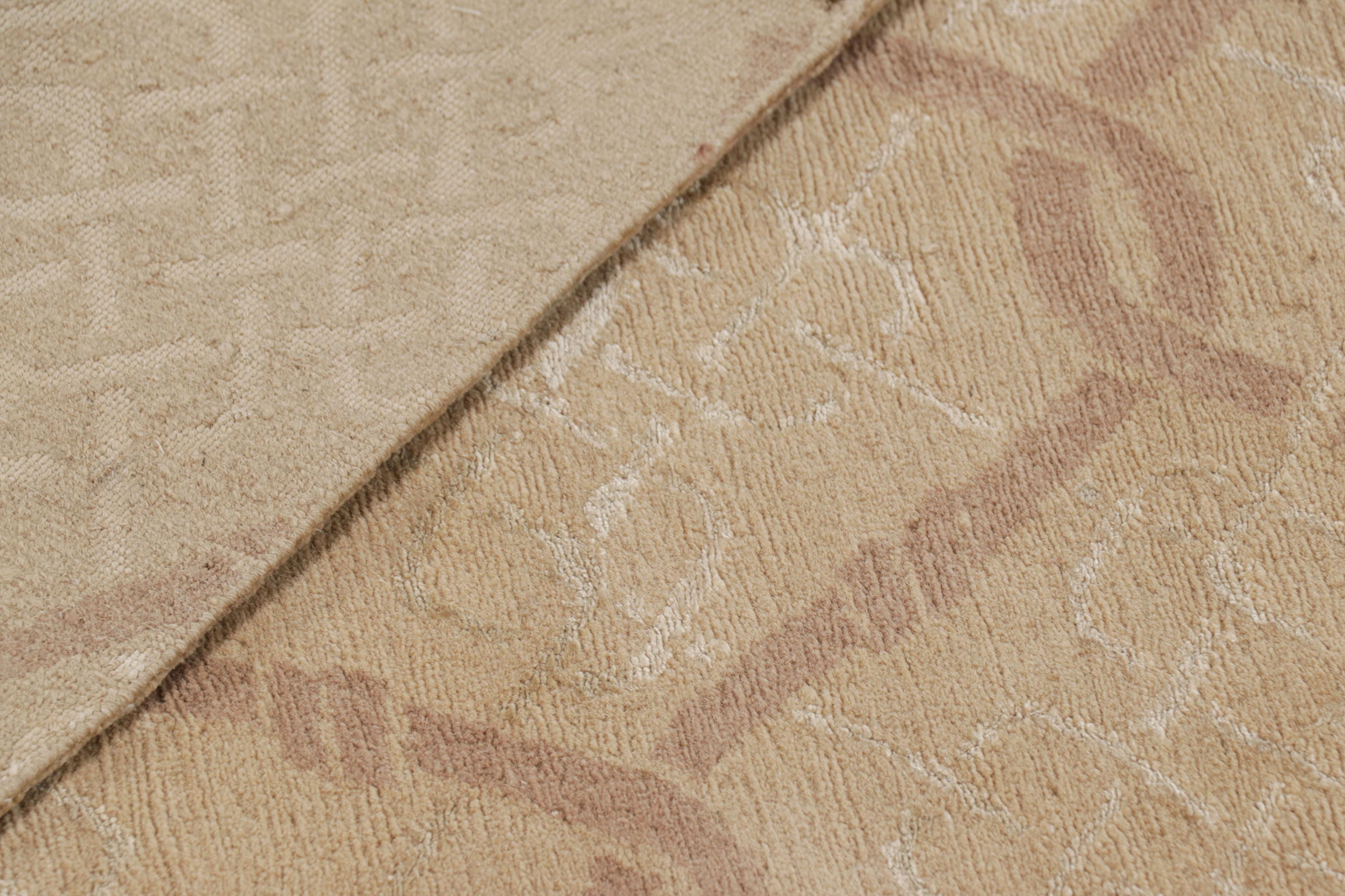 Contemporary Rug & Kilim’s Modern Transitional Geometric Beige-Brown Rug For Sale
