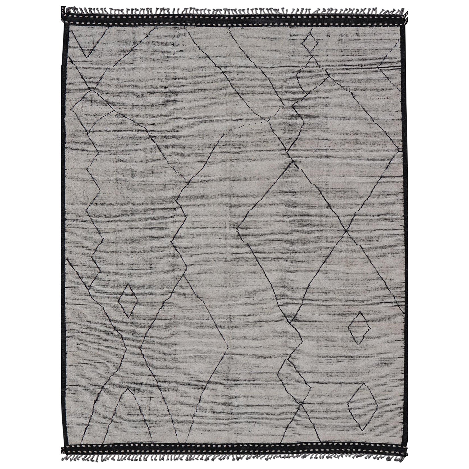Tappeto marocchino tribale moderno annodato a mano in lana con disegno all-over