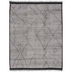 Modern Hand-Knotted Tribal Moroccan Rug in Wool with All-Over Design