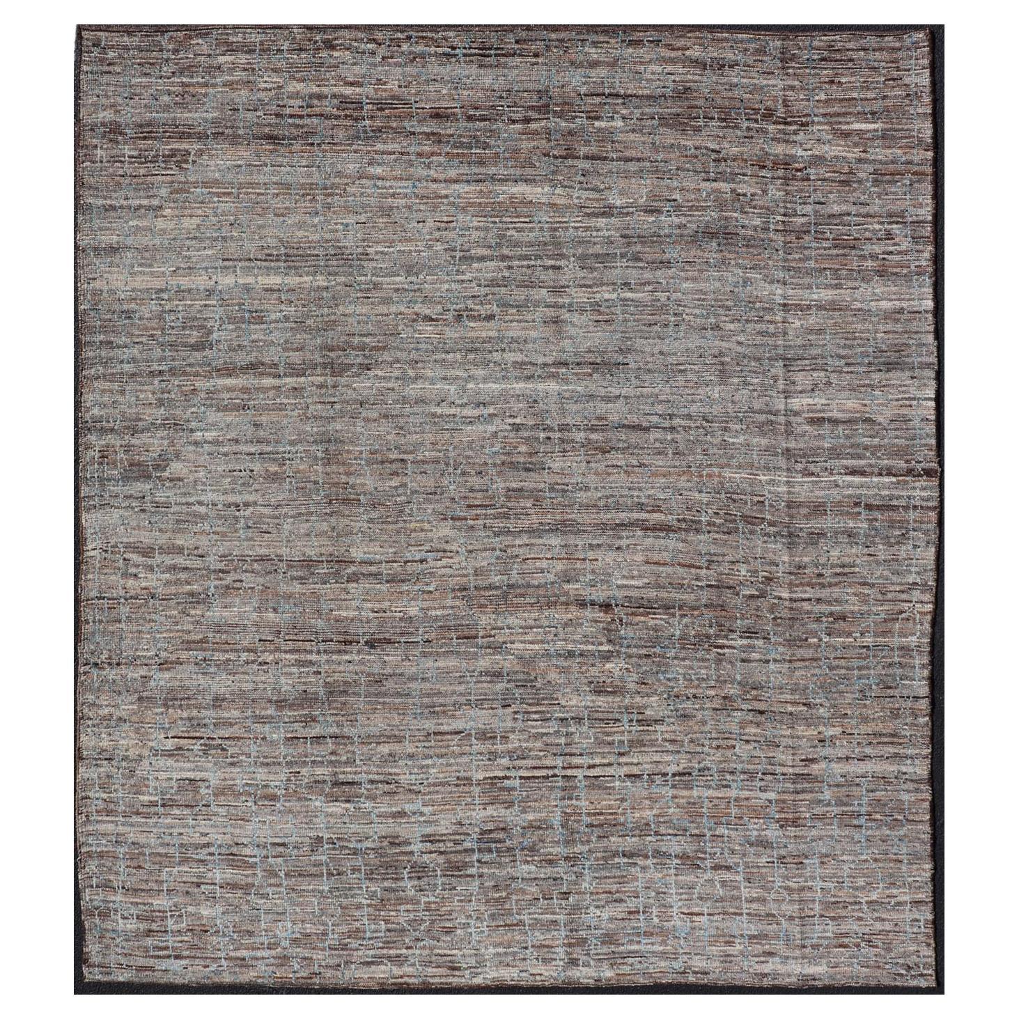 Moderner handgeknüpfter Stammeskunst-Teppich aus Wolle mit subgeometrischem All-Over-Design