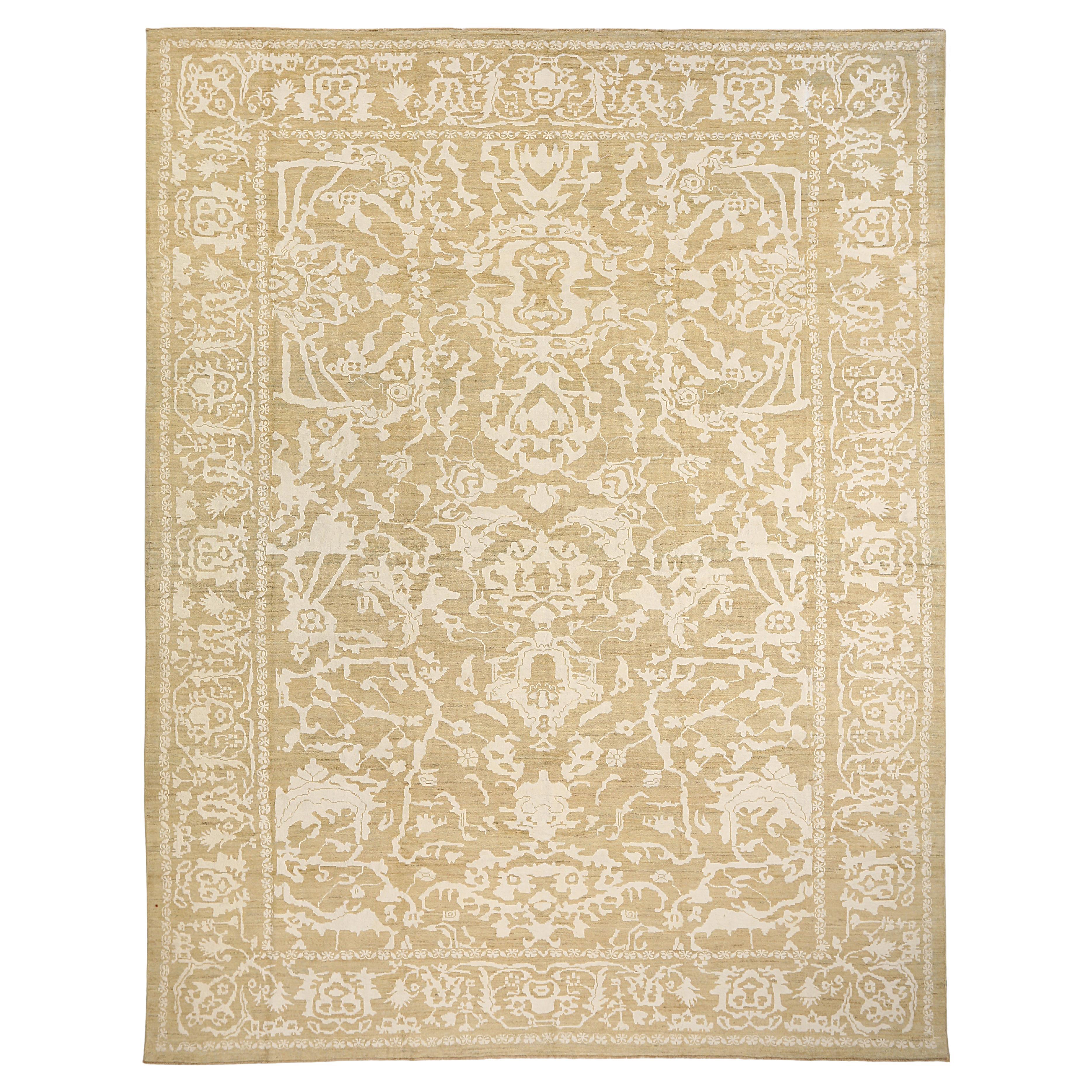 Modern Hand Knotted Turkish Sultanabad Rug