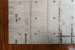 Modern Hand-Knotted Wool and Silk Rug, 8' x 10', Geometric Design