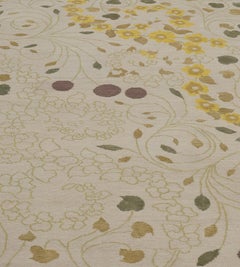Moderner handgeknüpfter Wollteppich mit Blumenmuster