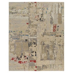 Modern Hand-Knotted Wool and Silk Rug, Abstract Design, 8' x 10'