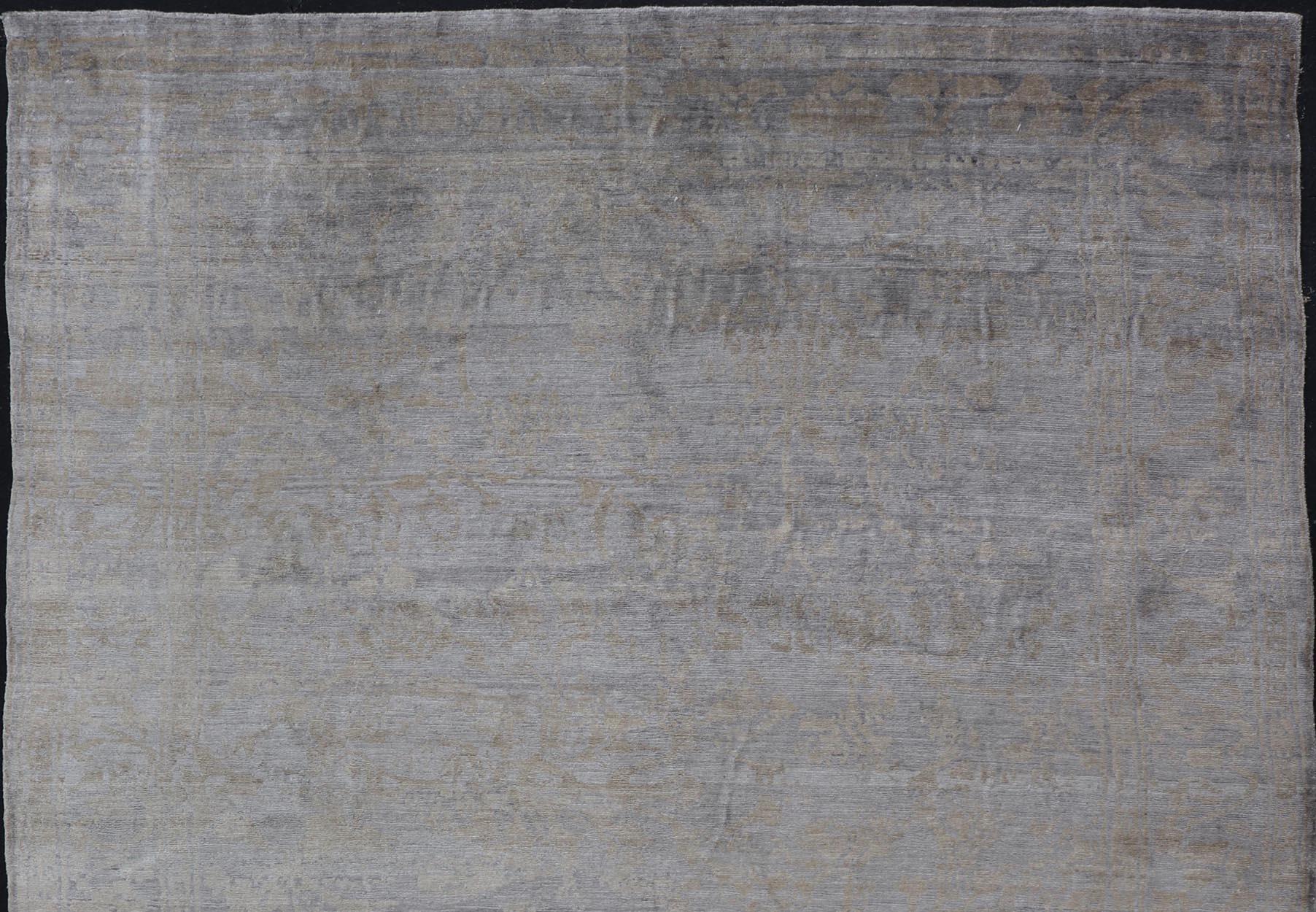 Modern Hand-Knotted Silk Tibetan Rug by Keivan Woven Arts  8'8 x 11'6 For Sale 4