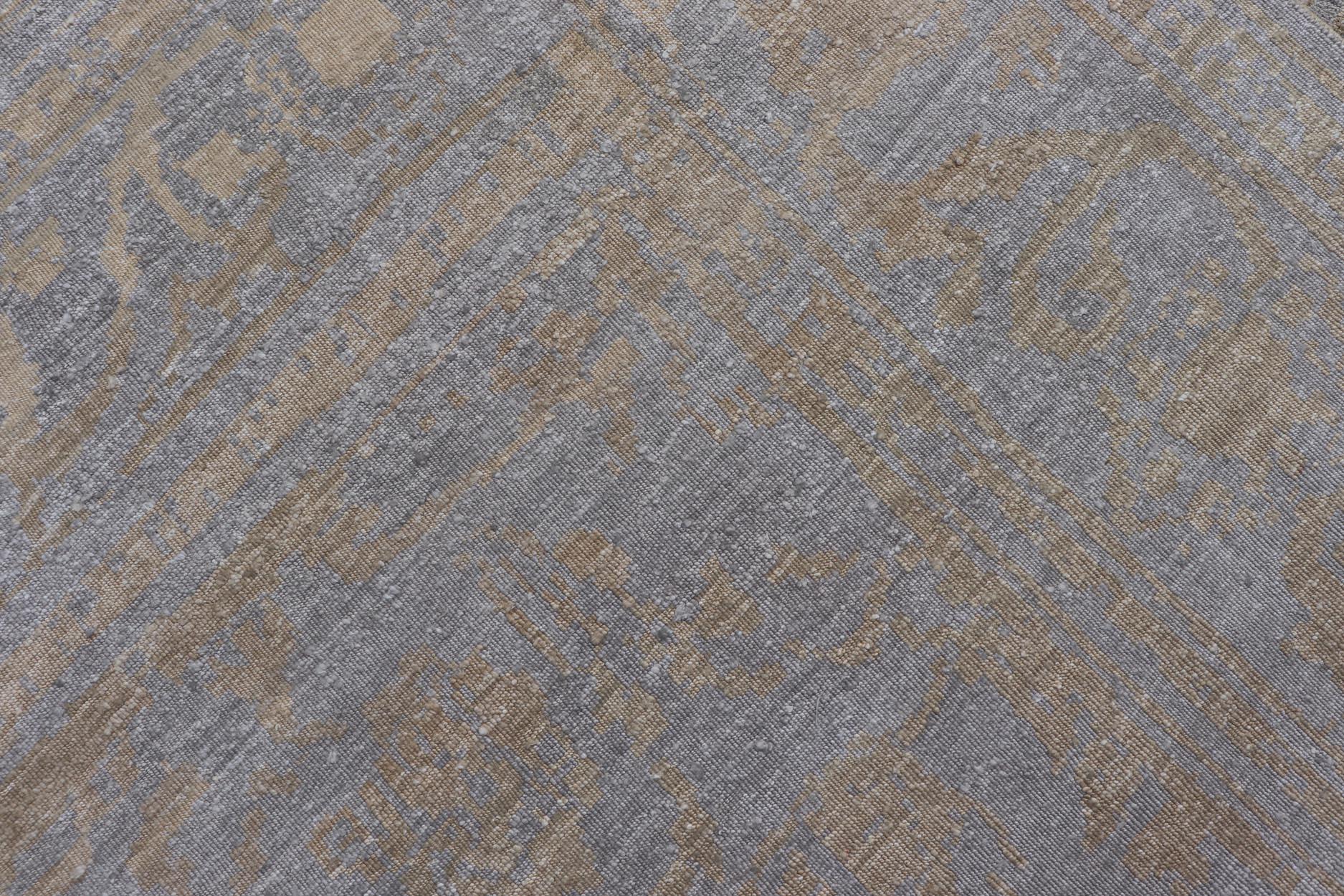 Modern Hand-Knotted Silk Tibetan Rug by Keivan Woven Arts  8'8 x 11'6 For Sale 7