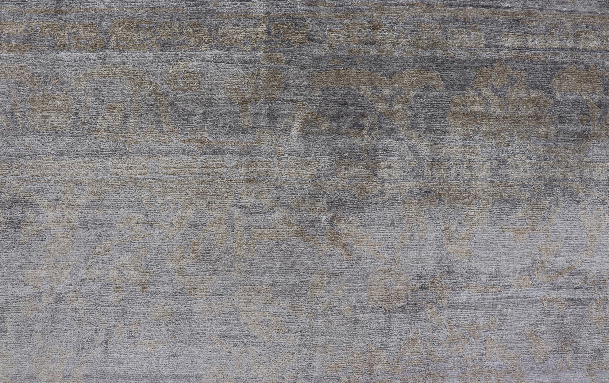 Nepalese Modern Hand-Knotted Silk Tibetan Rug by Keivan Woven Arts  8'8 x 11'6 For Sale