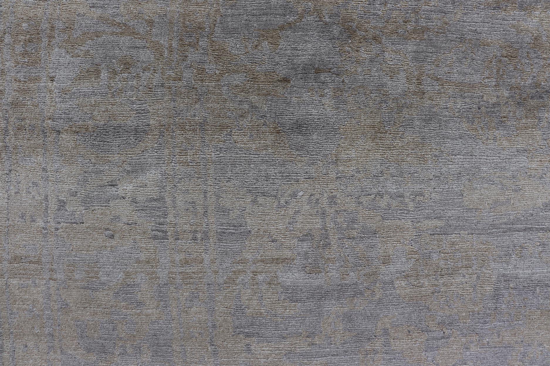 Wool Modern Hand-Knotted Silk Tibetan Rug by Keivan Woven Arts  8'8 x 11'6 For Sale