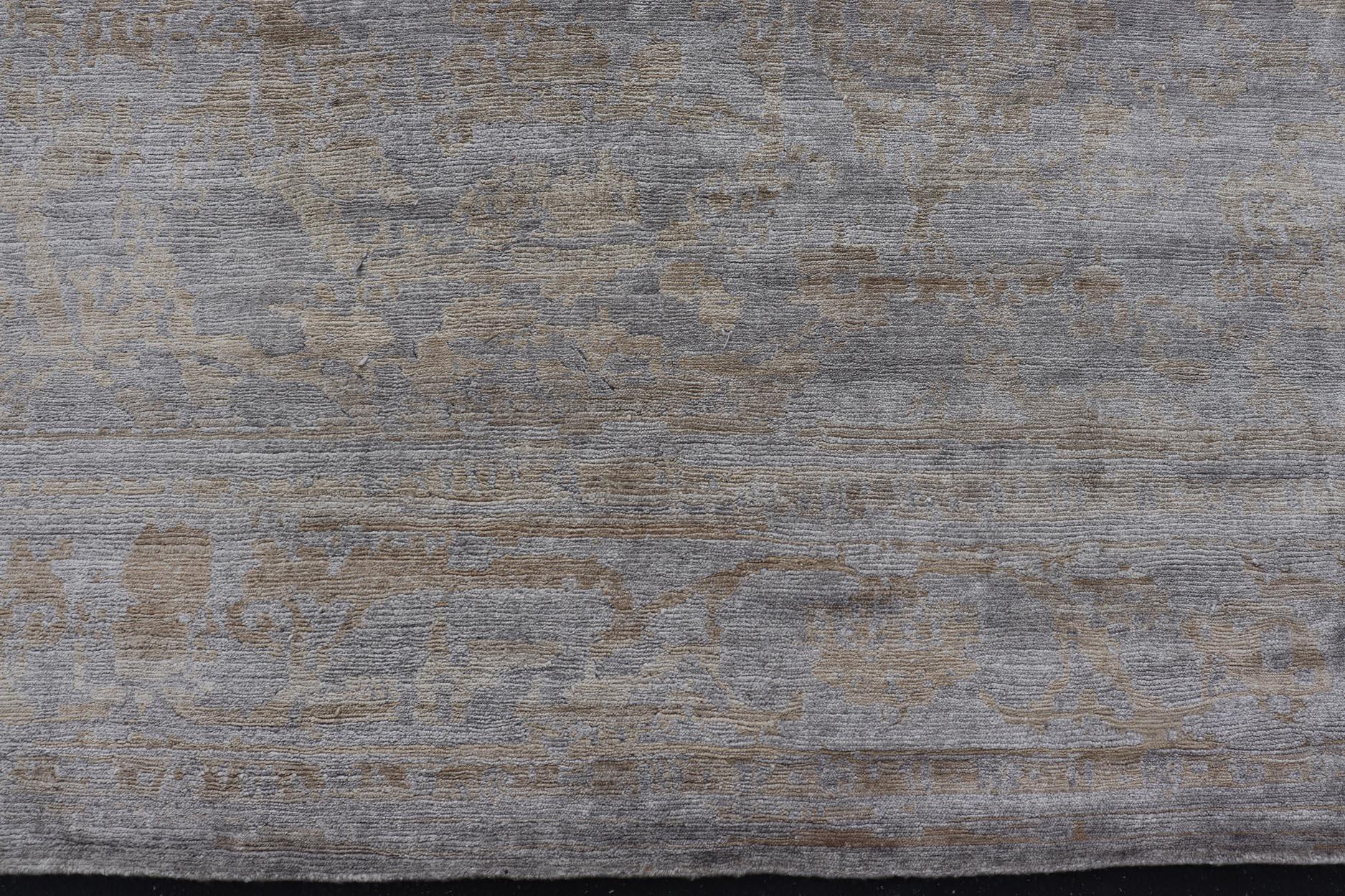 Modern Hand-Knotted Silk Tibetan Rug by Keivan Woven Arts  8'8 x 11'6 For Sale 3