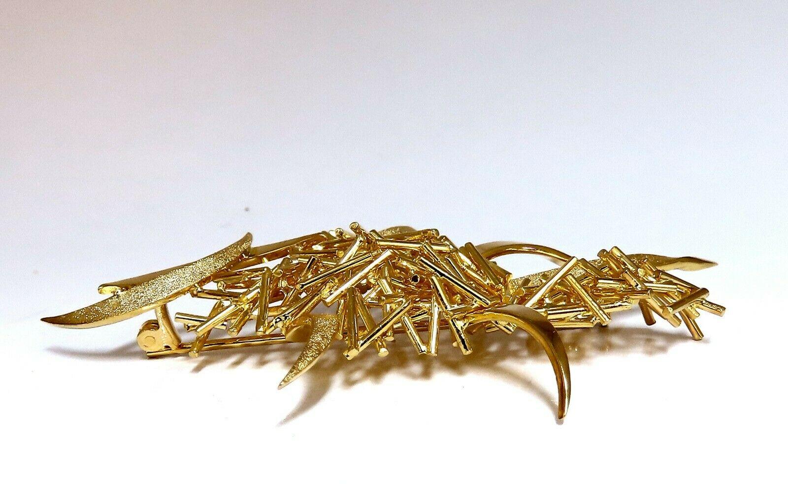 Modern Handmade Fused Gold Sticks Pin 18 Karat In Excellent Condition For Sale In New York, NY