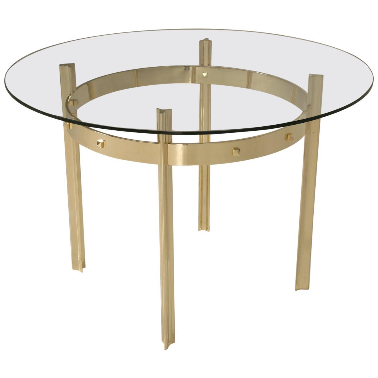 Modern Hand-Made Polished Bronze & Glass Center Hall Table in Most Dimensions For Sale