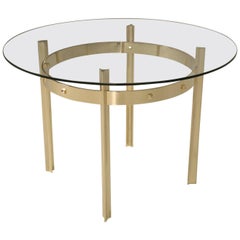 Modern Hand-Made Polished Bronze & Glass Center Hall Table in Most Dimensions