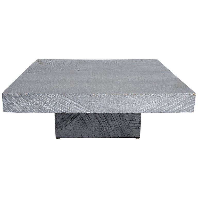 Modern Hand Sculpted Cast Aluminum Silver Gray Metal Table For Sale at 1stDibs
