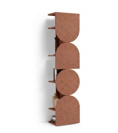 Modern Hand-Spatulated Terracotta Swivel Storage Mogg Shape Tower Bauhaus Style