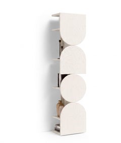 Modern Hand-Spatulated White Swivel Storage Mogg Shape Tower Bauhaus Style