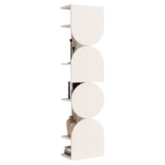 Modern Hand-Spatulated White Swivel Storage Mogg Shape Tower Bauhaus Style