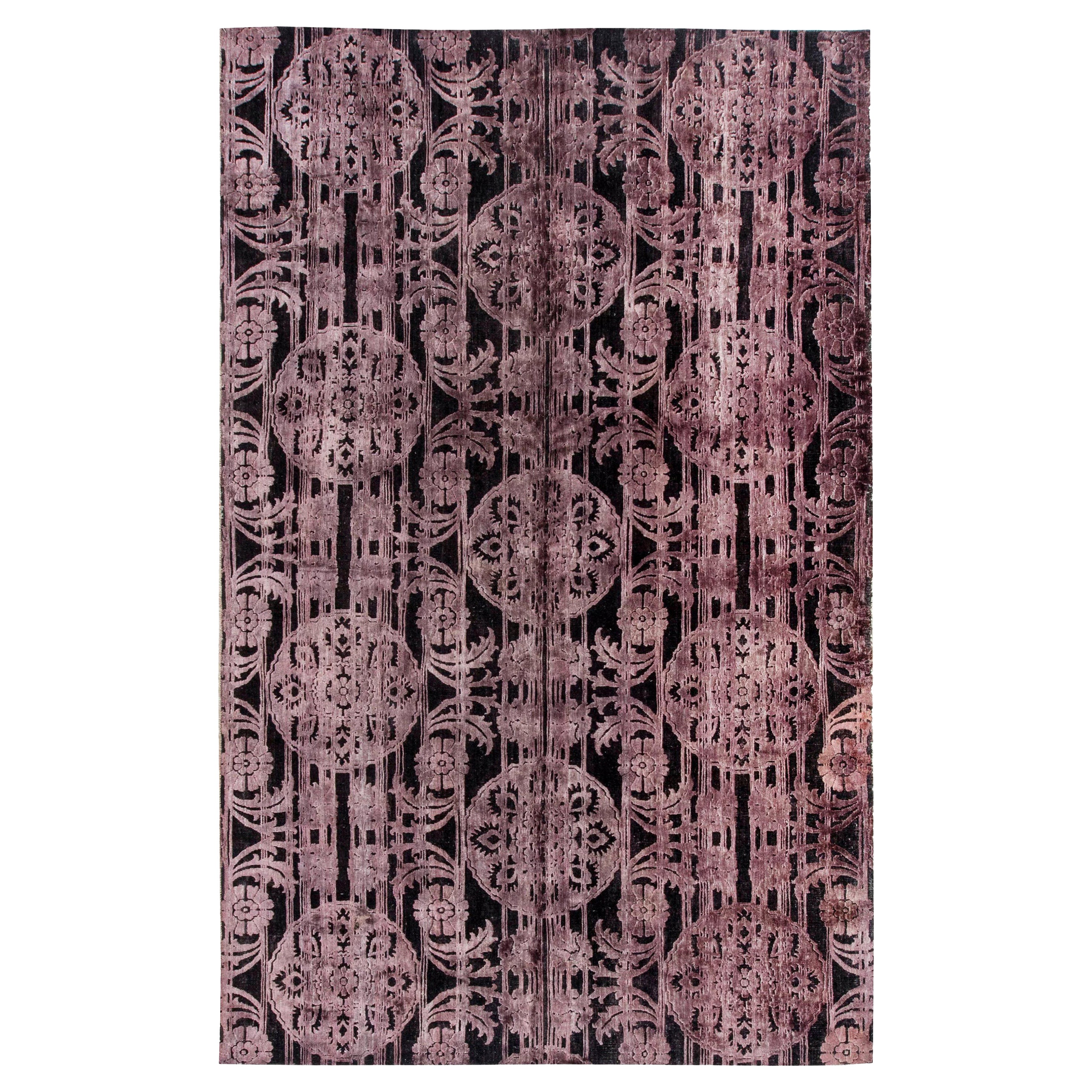 Tapis moderne en laine indienne violette tuftée à la main de Doris Leslie Blau