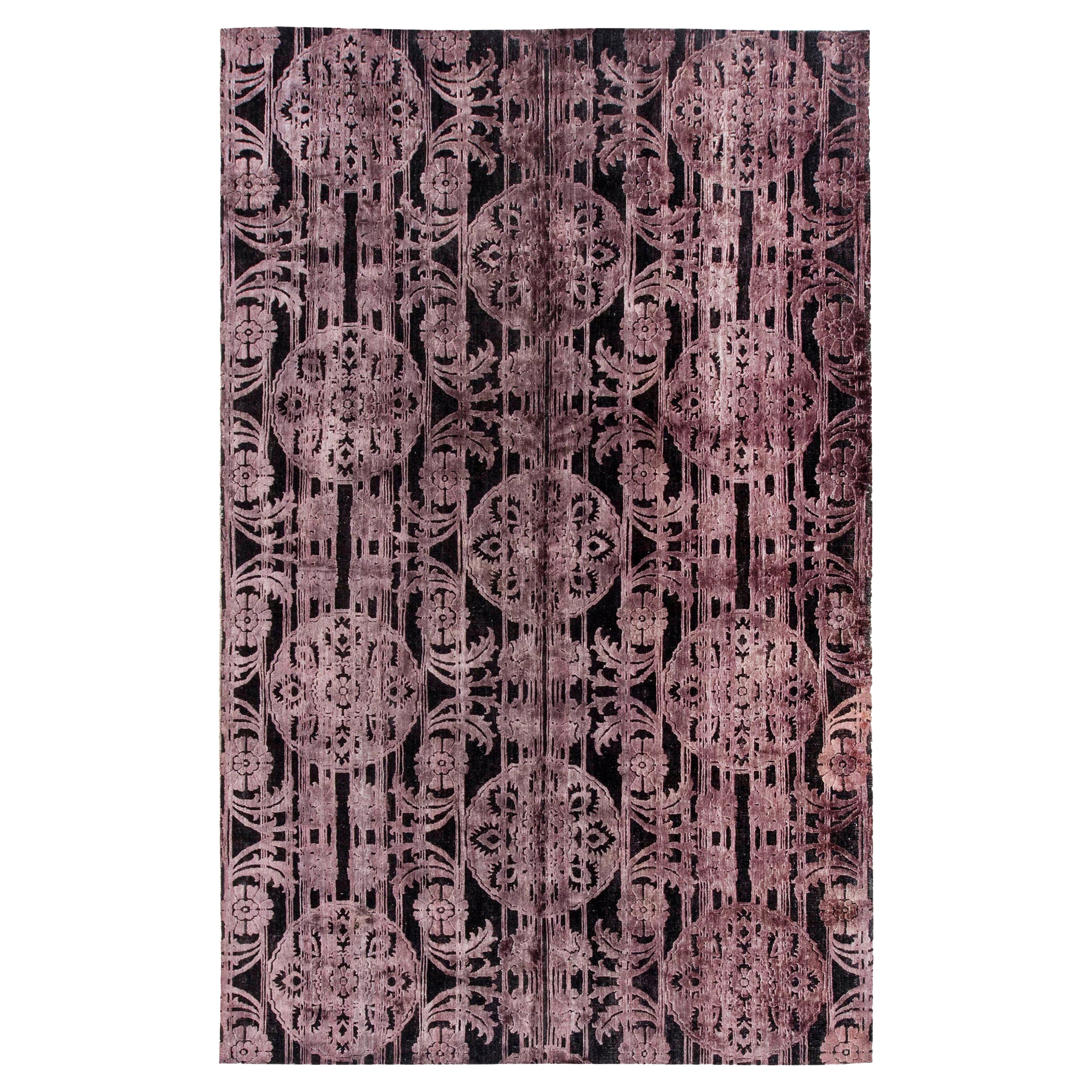 Tapis moderne en laine indienne violette tuftée à la main de Doris Leslie Blau en vente