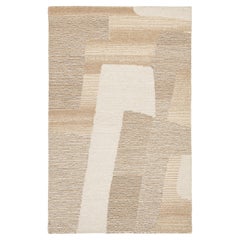 Modern Hand-Tufted Wool Abstract Area Rug in Camel, Beige, and Cream 5x8