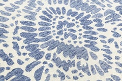 Modern Hand-Tufted Wool Area Rug with Abstract Ikat Medallion Motif in Blue 5x8